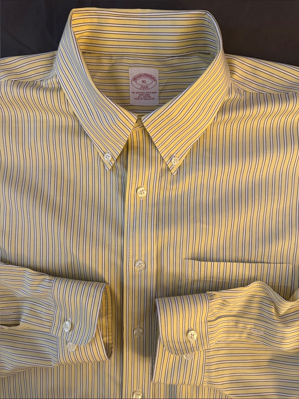 Brooks Brothers Multicolor Stripes Yellow Blue White Men’s Dress Shirt Size XL